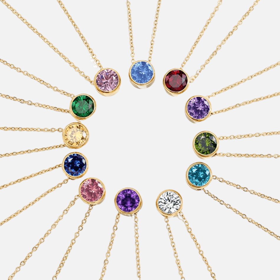 Bezel Birthstone Necklace (14k Gold Plated) - Jewelled Me