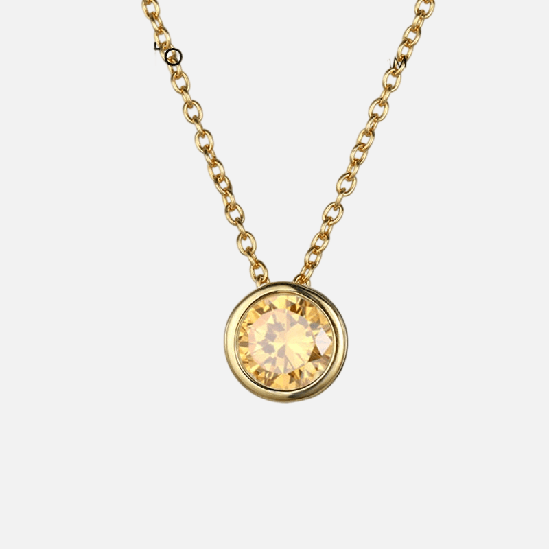 Bezel Birthstone Necklace (14k Gold Plated) - Jewelled Me