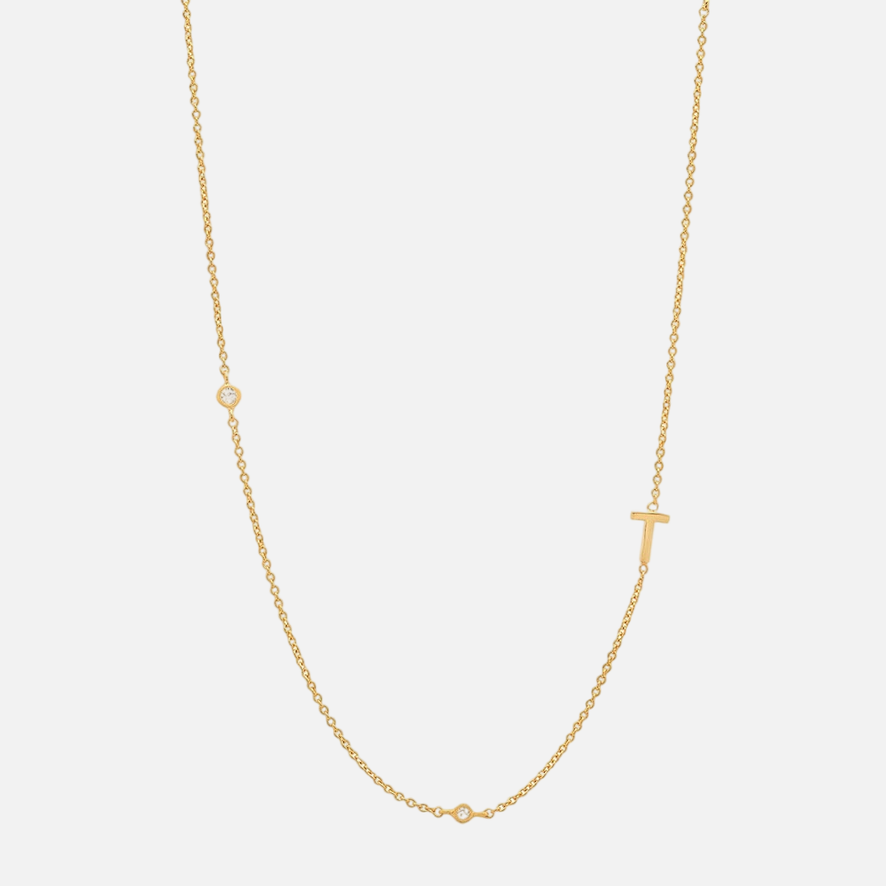Vermeil Asymmetrical Jewelled Alphabet Necklace - Jewelled Me