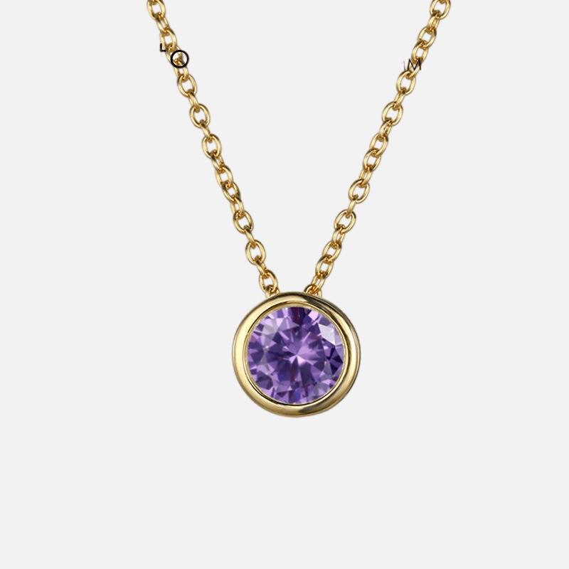 Bezel Birthstone Necklace (14k Gold Plated) - Jewelled Me