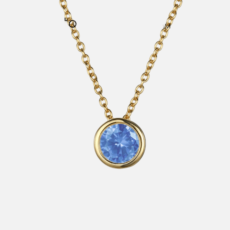 Bezel Birthstone Necklace (14k Gold Plated) - Jewelled Me