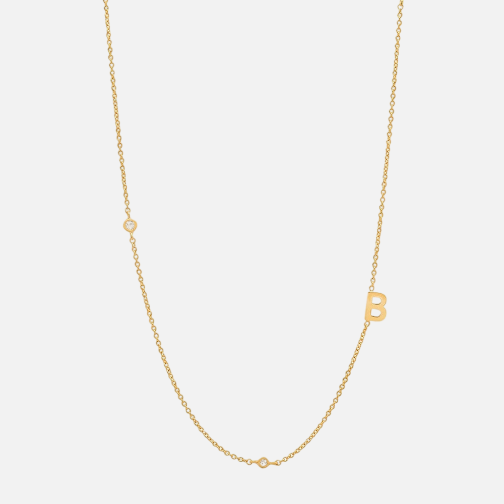 Vermeil Asymmetrical Jewelled Alphabet Necklace - Jewelled Me