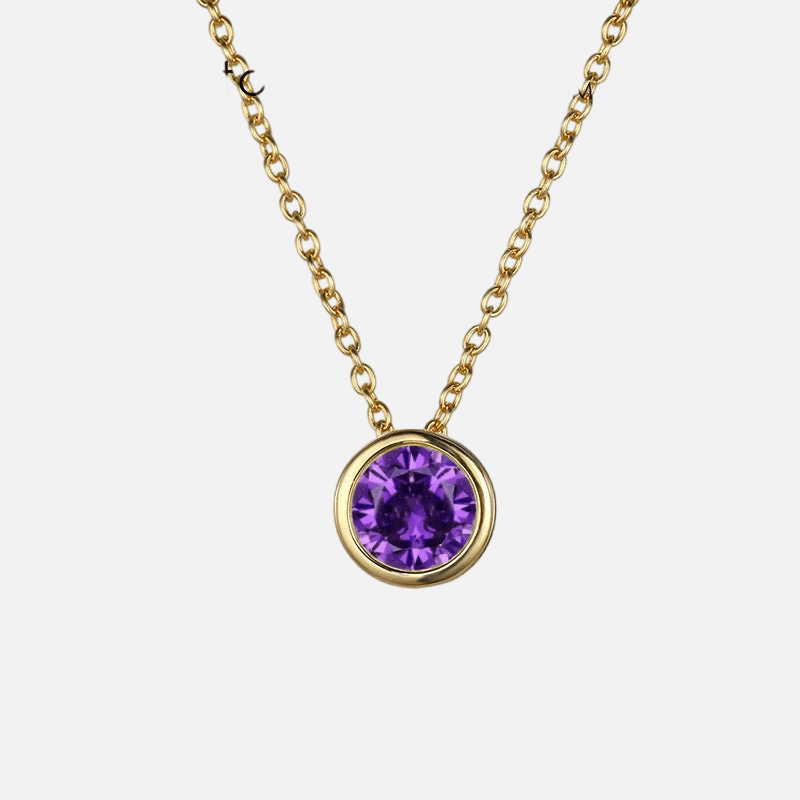 Bezel Birthstone Necklace (14k Gold Plated) - Jewelled Me