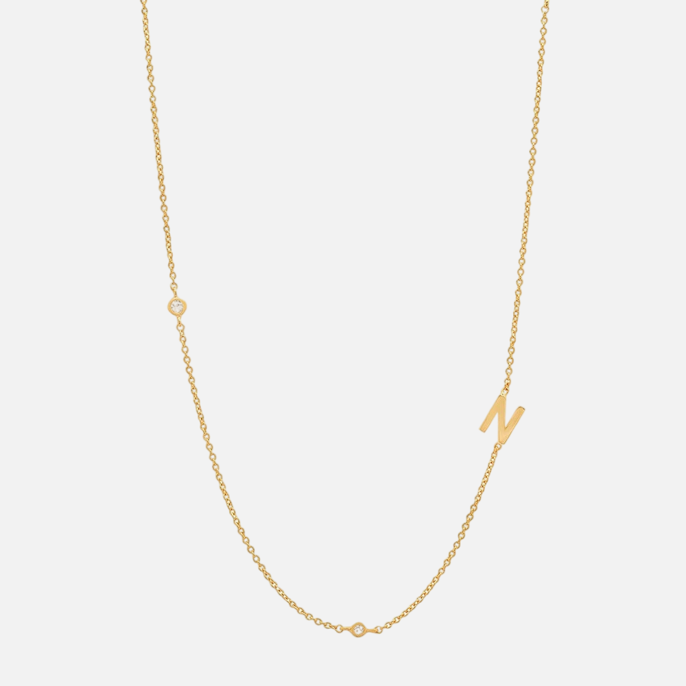 Vermeil Asymmetrical Jewelled Alphabet Necklace - Jewelled Me