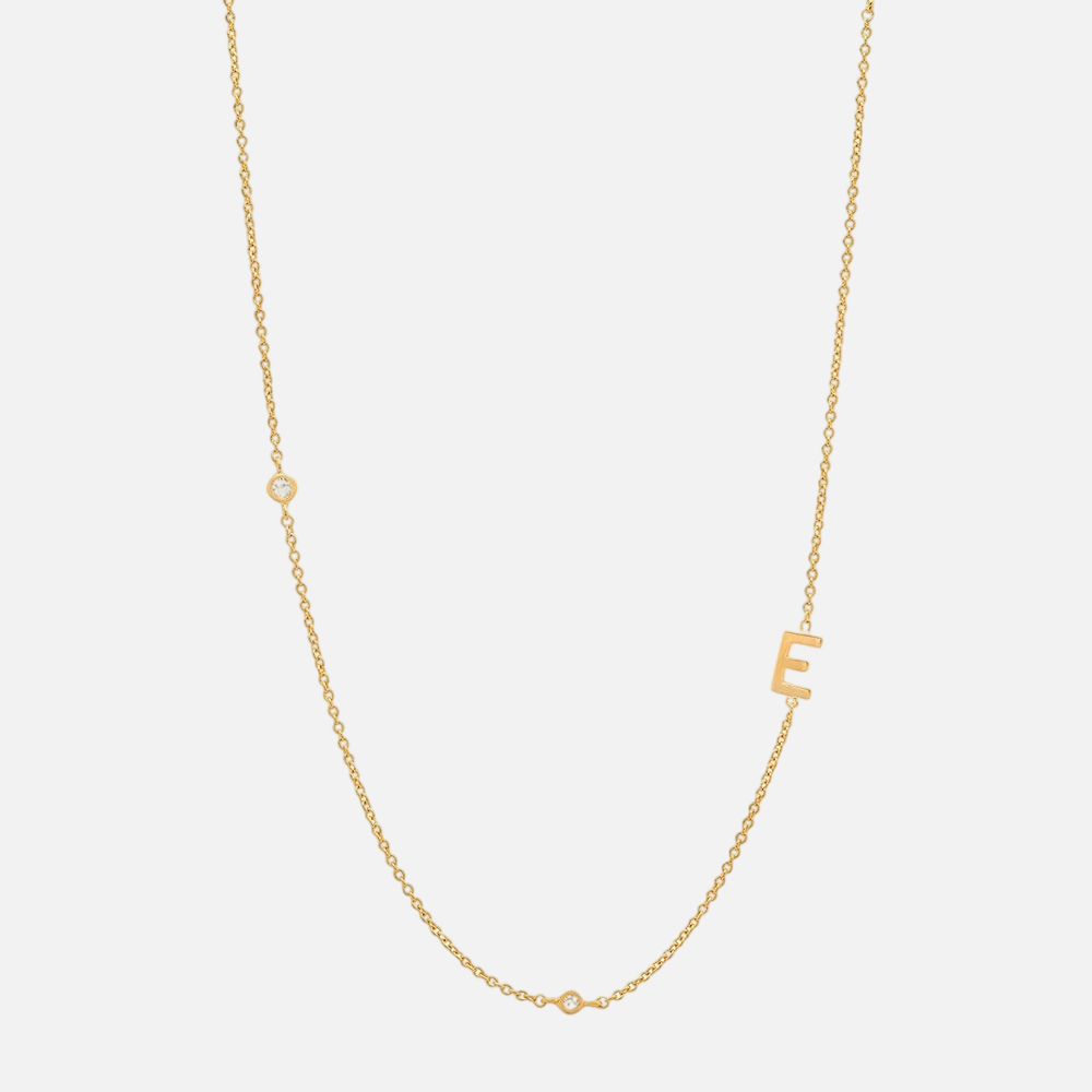 Vermeil Asymmetrical Jewelled Alphabet Necklace - Jewelled Me