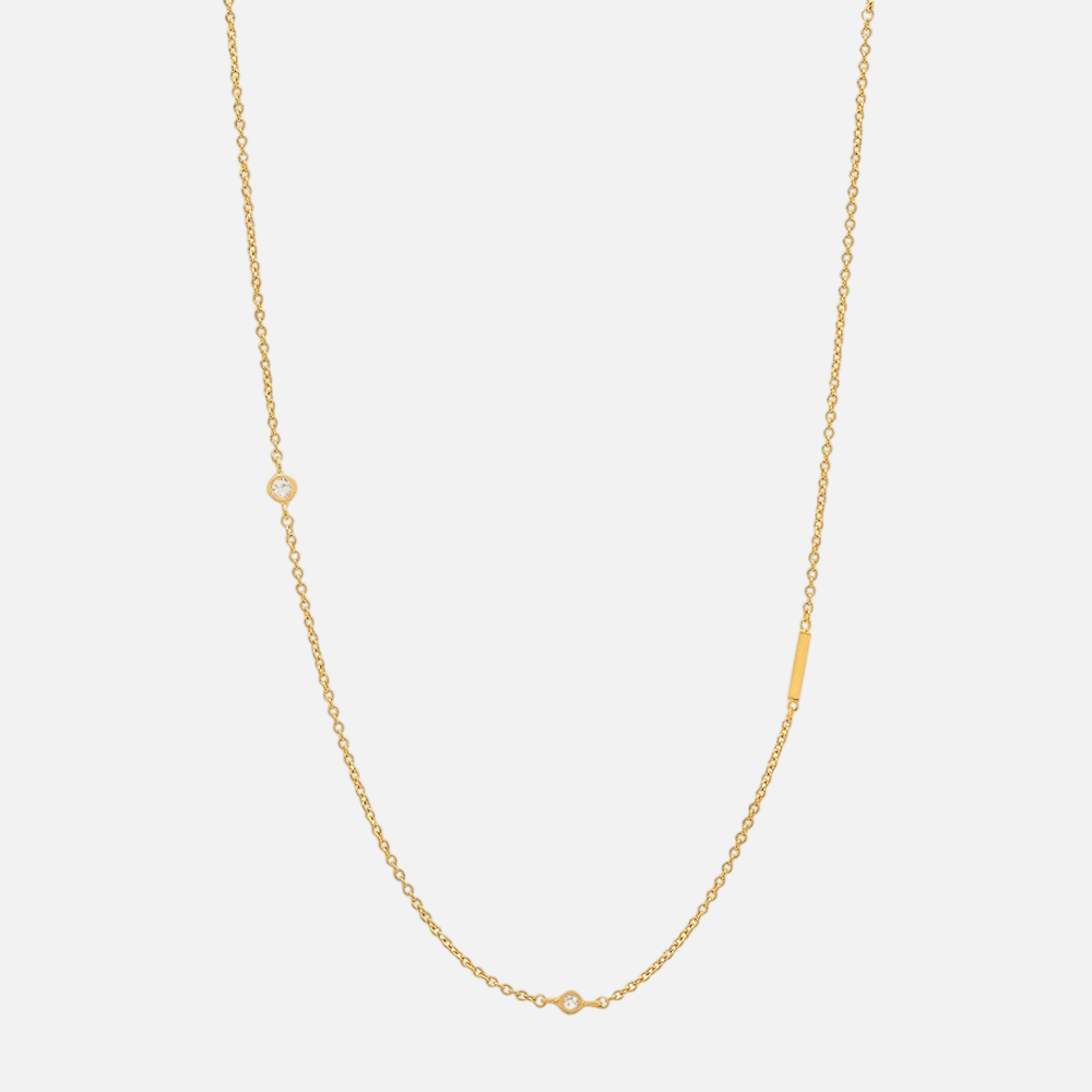 Vermeil Asymmetrical Jewelled Alphabet Necklace - Jewelled Me