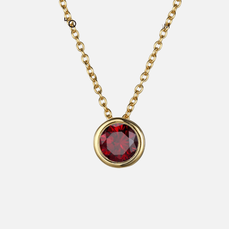 Bezel Birthstone Necklace (14k Gold Plated) - Jewelled Me