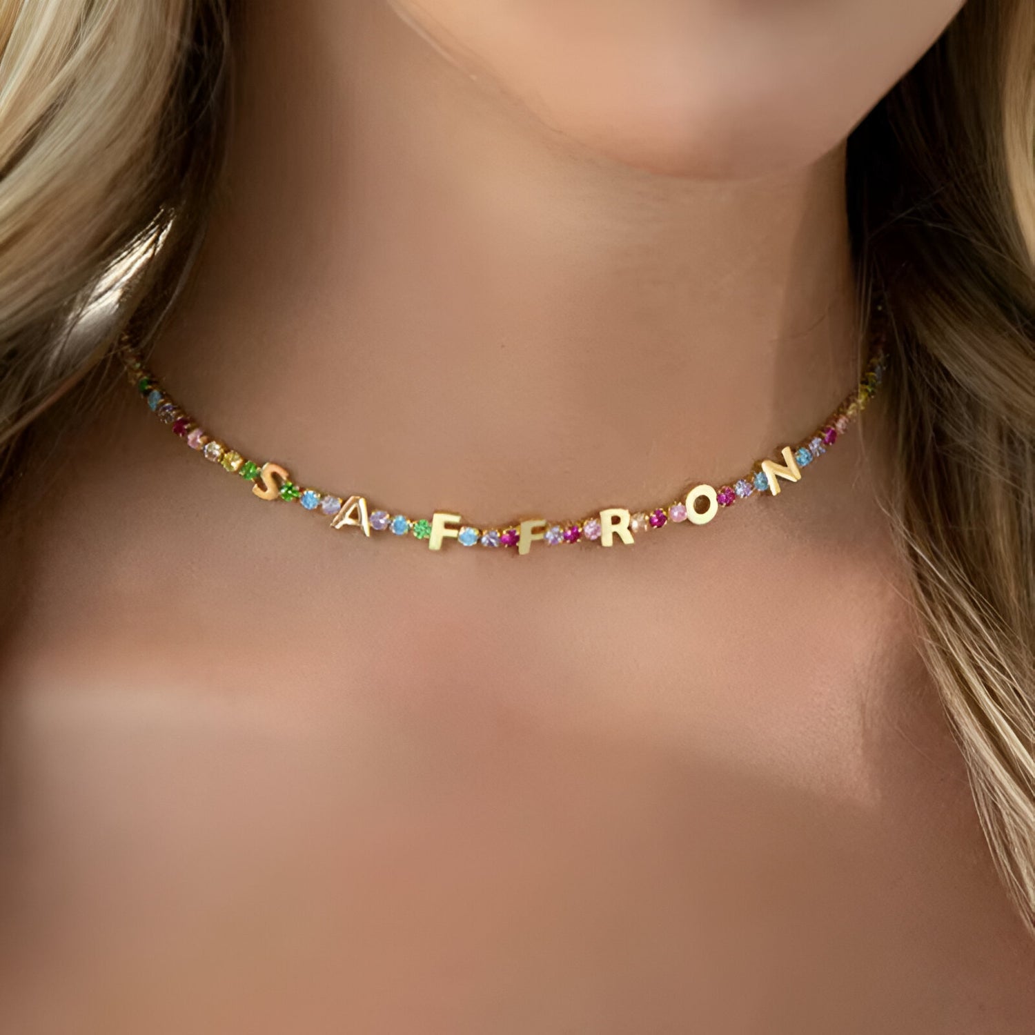 ICED Custom Name Rainbow Gem Necklace - Jewelled Me