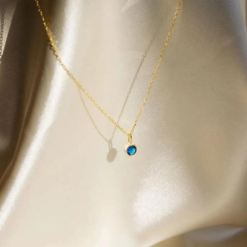 Suspended Birthstone Necklace (14k Gold-Plated) - Jewelled Me