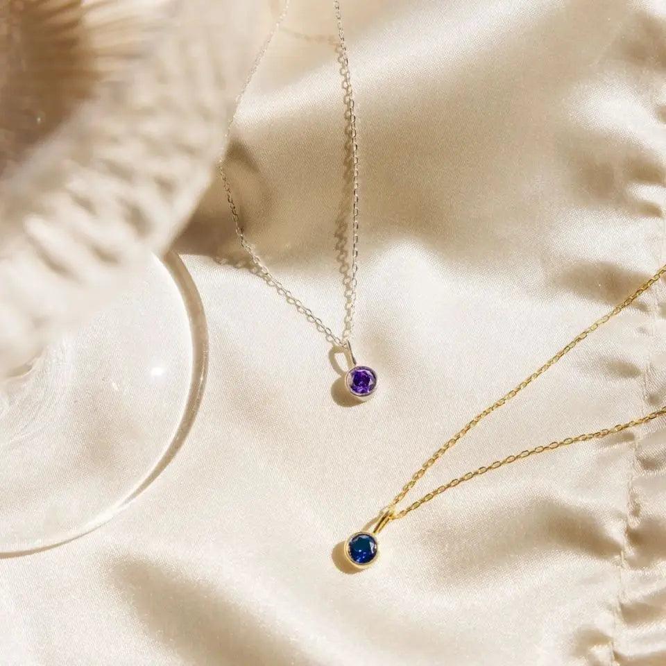 Suspended Birthstone Necklace (14k Gold-Plated) - Jewelled Me