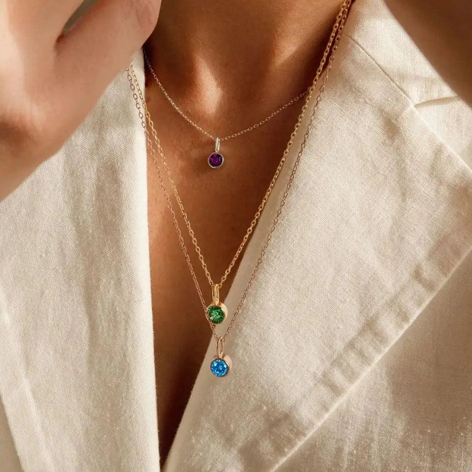 Suspended Birthstone Necklace (14k Gold-Plated) - Jewelled Me