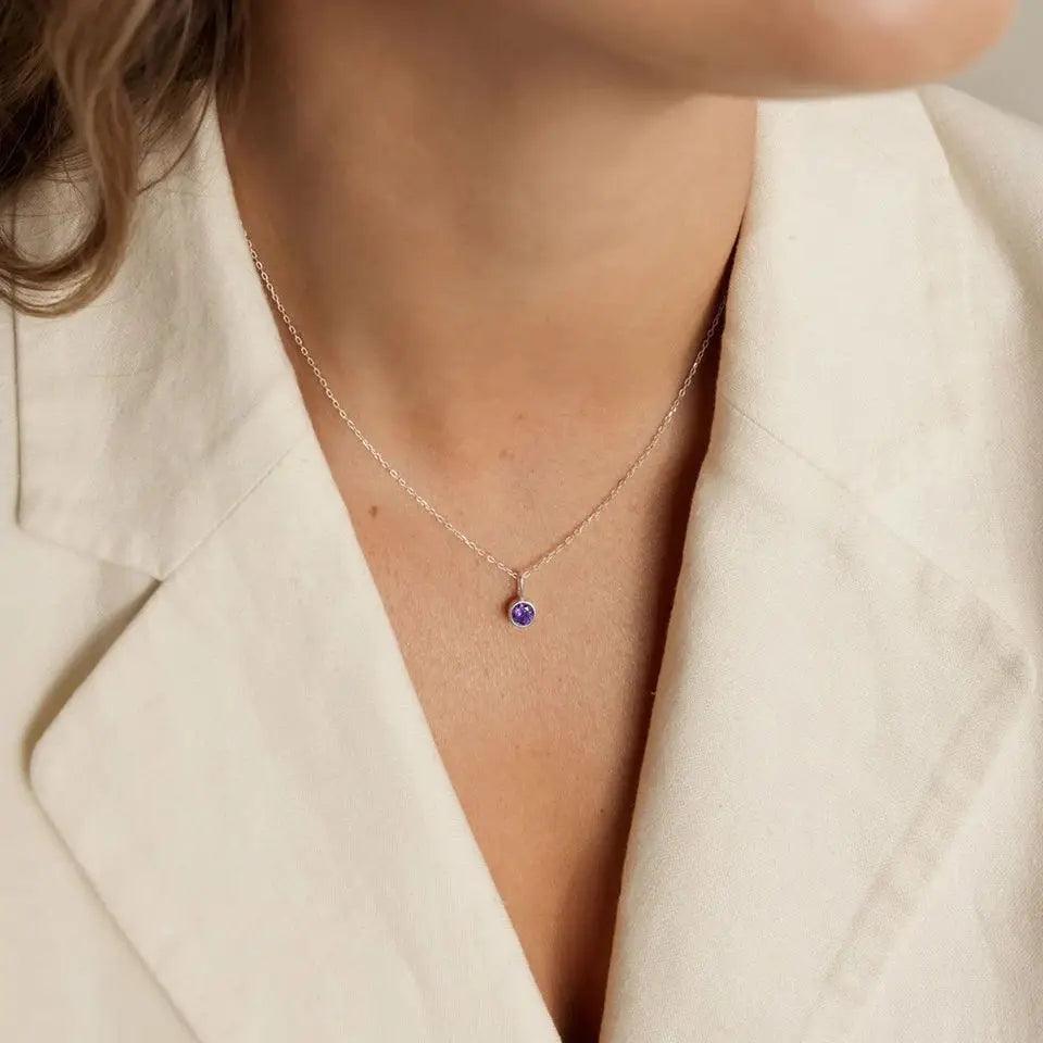 Suspended Birthstone Necklace (14k Gold-Plated) - Jewelled Me