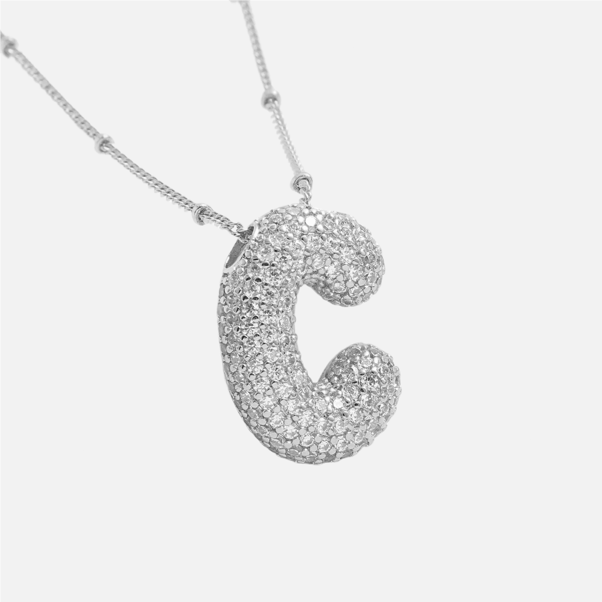ICED Slim Bubble Initial Necklace - Jewelled Me