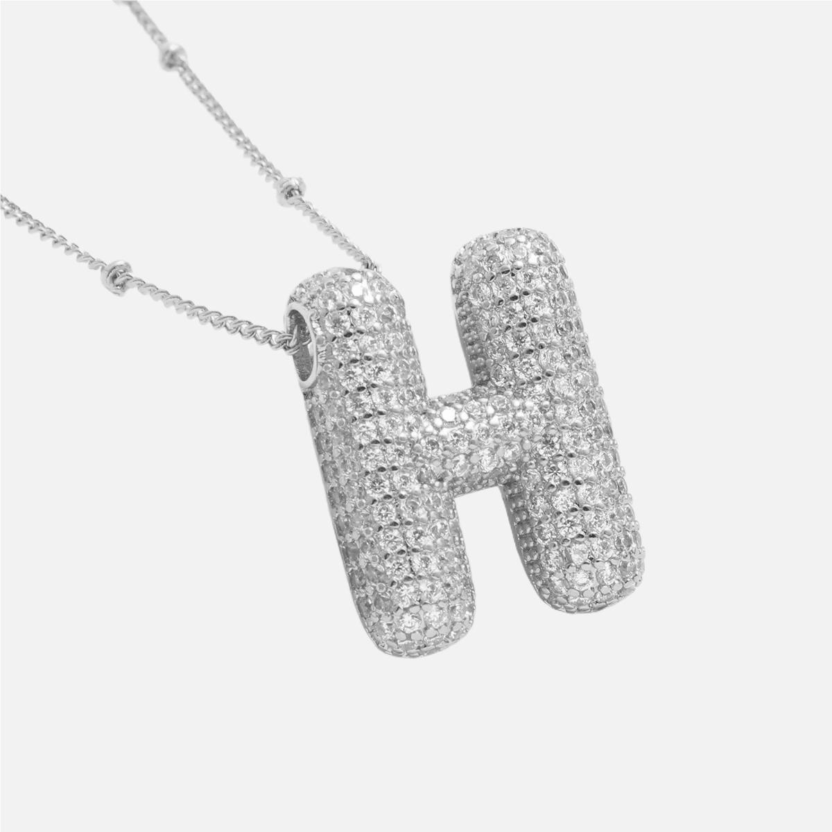 ICED Slim Bubble Initial Necklace - Jewelled Me