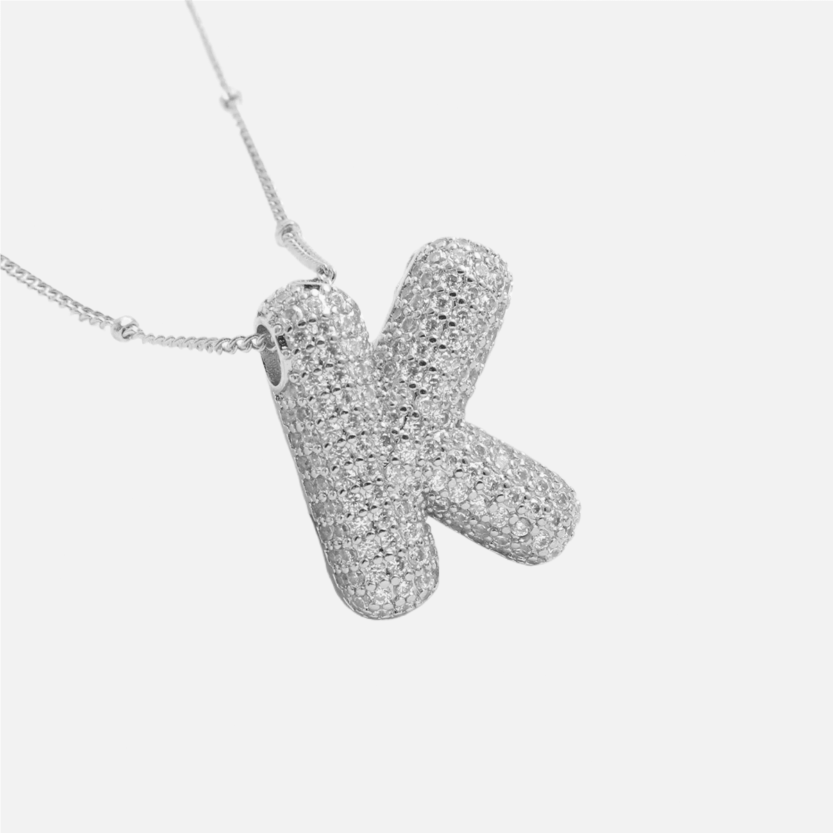 ICED Slim Bubble Initial Necklace - Jewelled Me