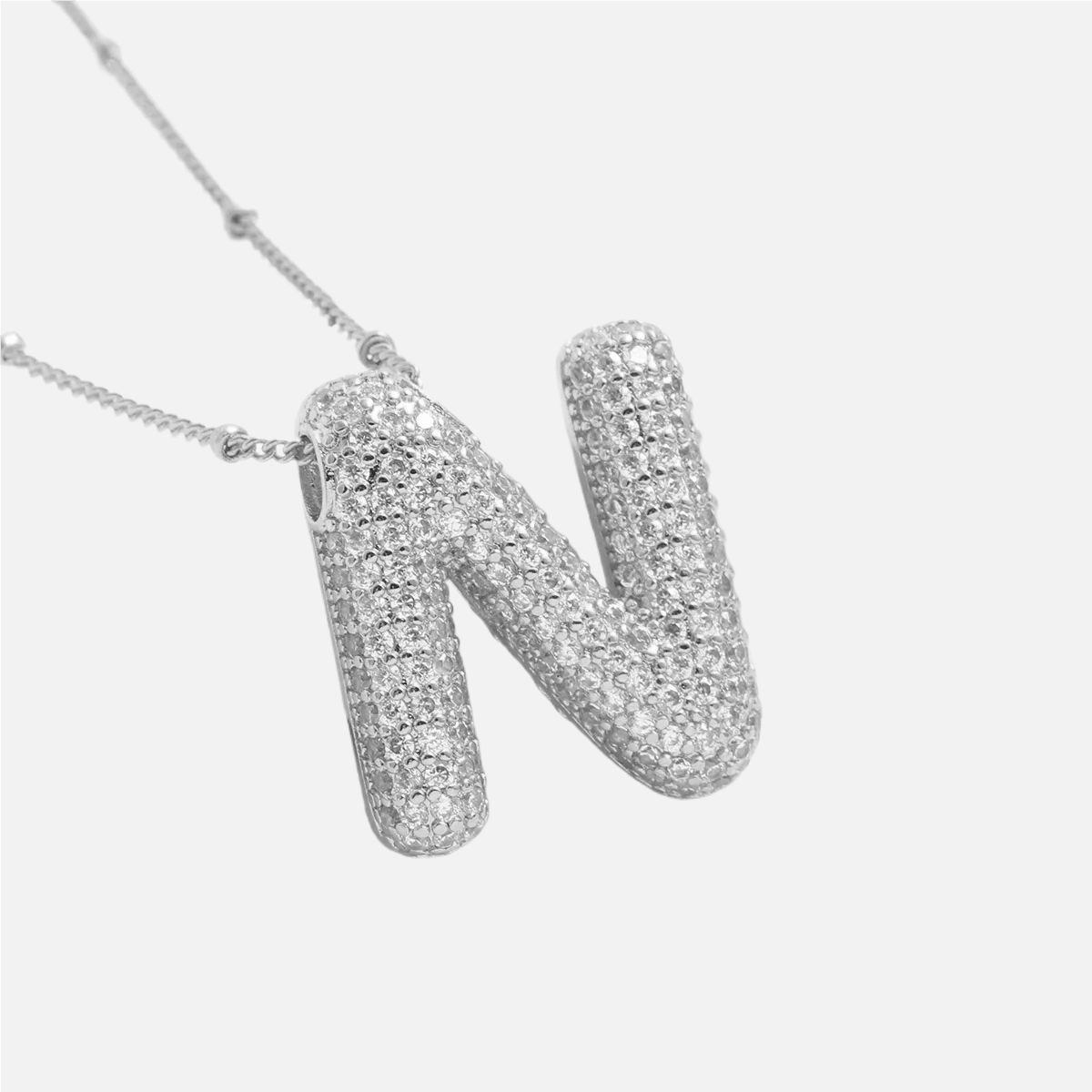 ICED Slim Bubble Initial Necklace - Jewelled Me