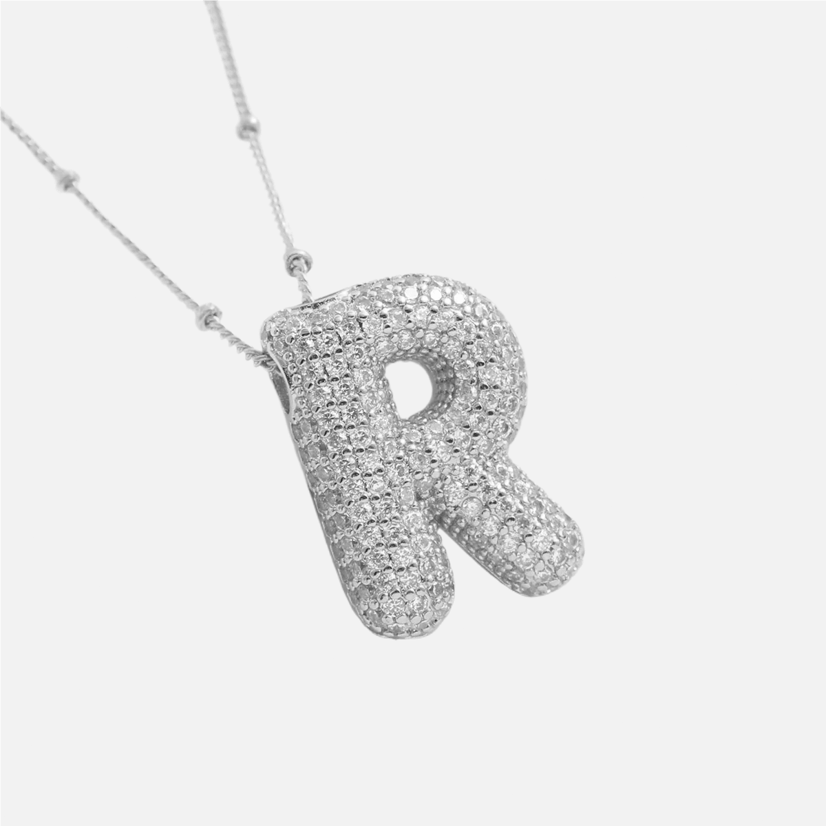 ICED Slim Bubble Initial Necklace - Jewelled Me