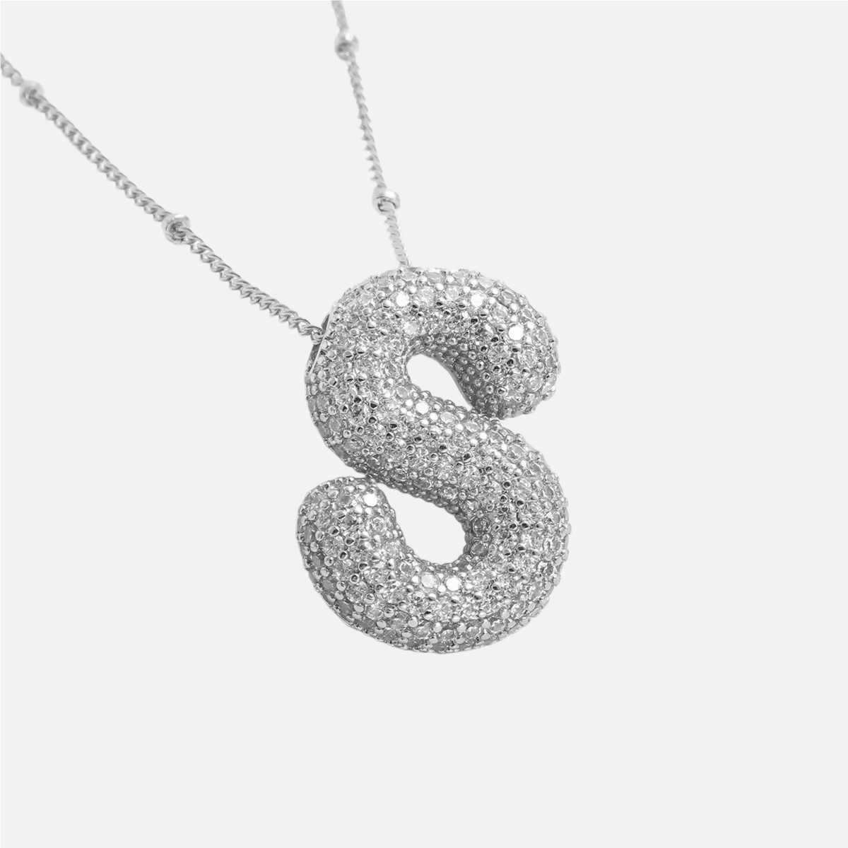 ICED Slim Bubble Initial Necklace - Jewelled Me