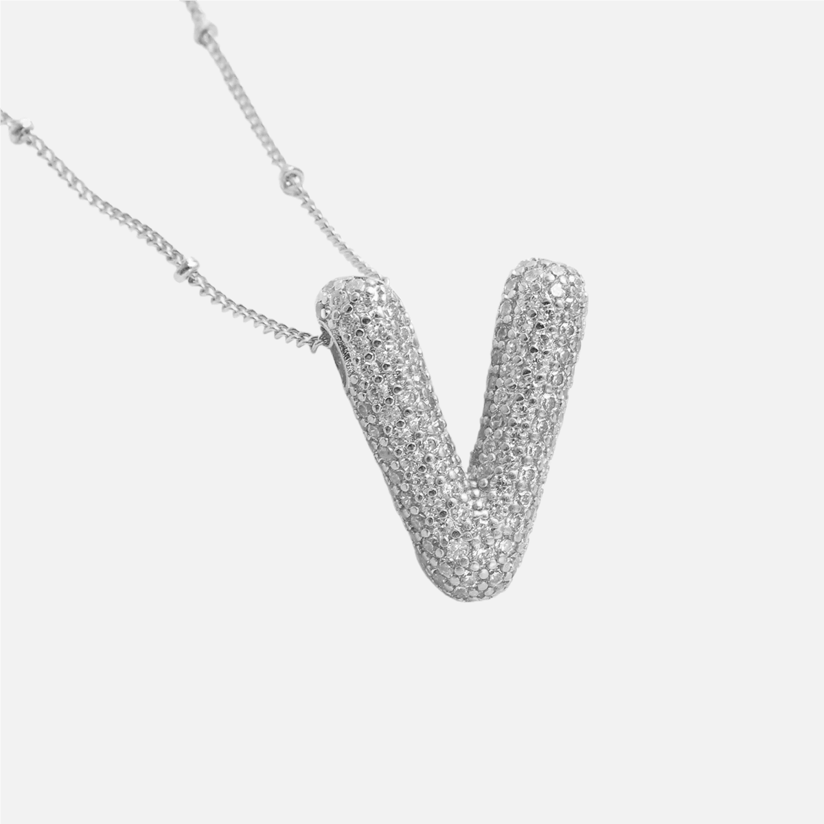ICED Slim Bubble Initial Necklace - Jewelled Me