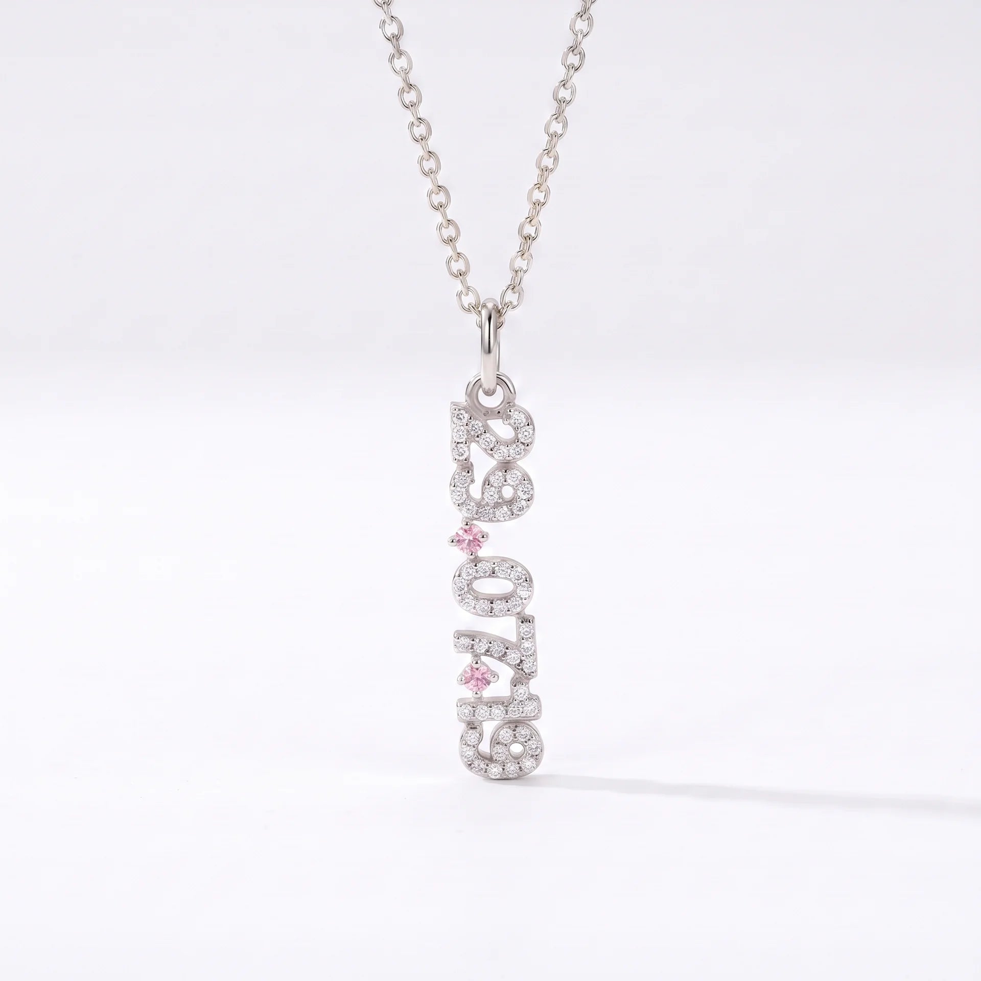 Mini Pave Date Necklace (Vertical)
