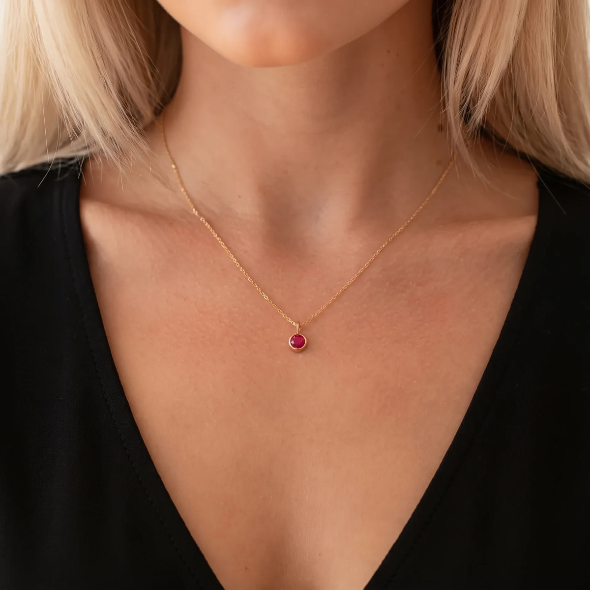 Suspended Birthstone Necklace (14k Gold-Plated)