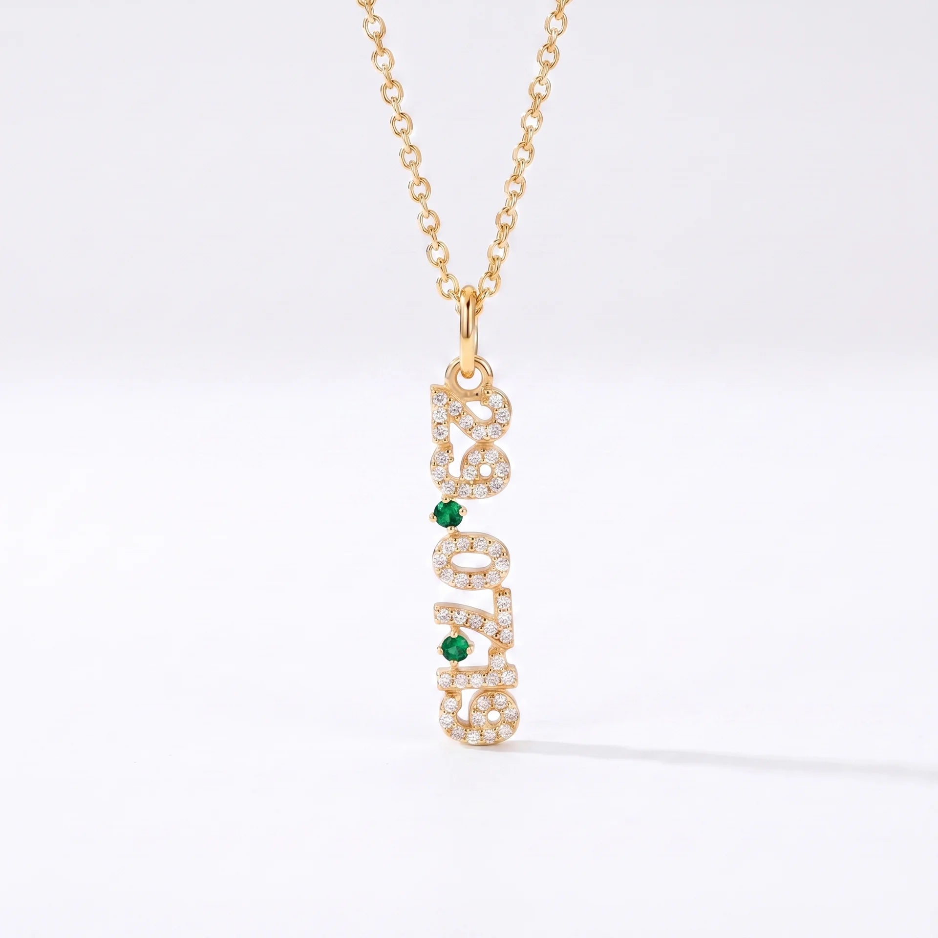 Mini Pave Date Necklace (Vertical)