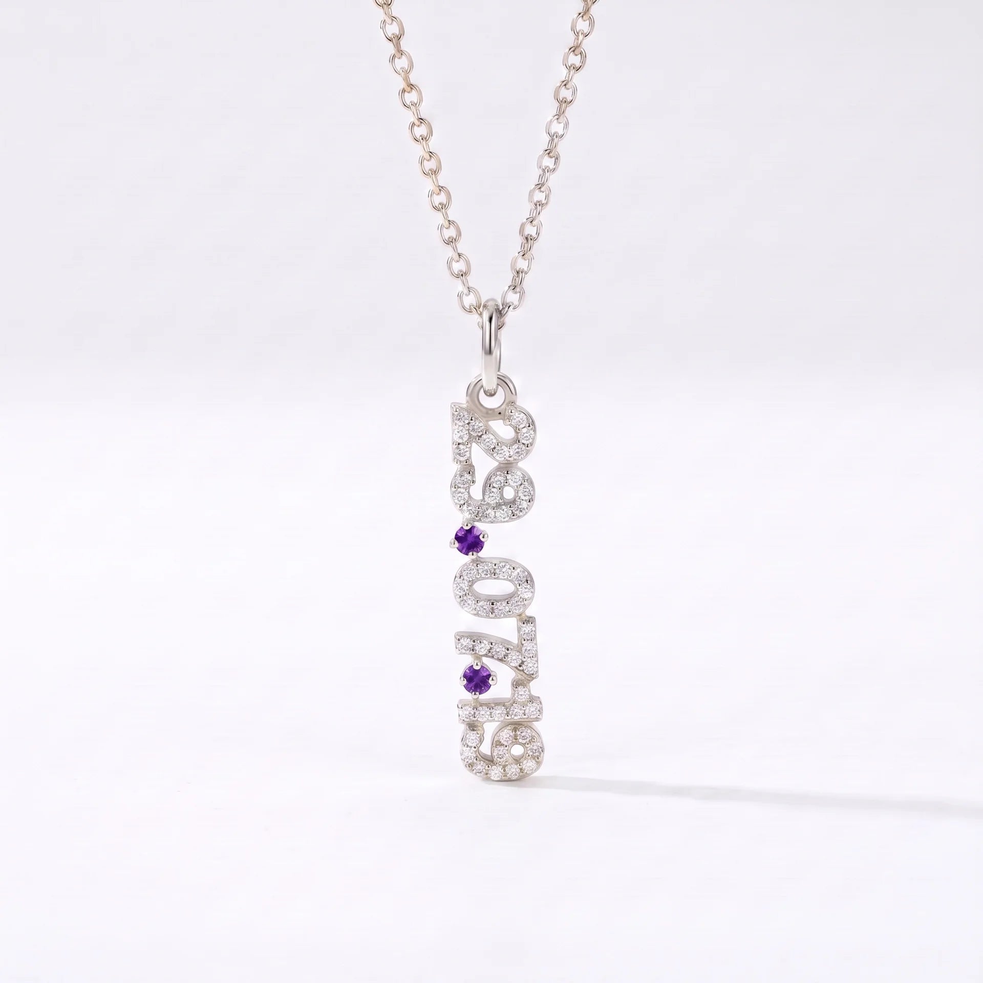 Mini Pave Date Necklace (Vertical)