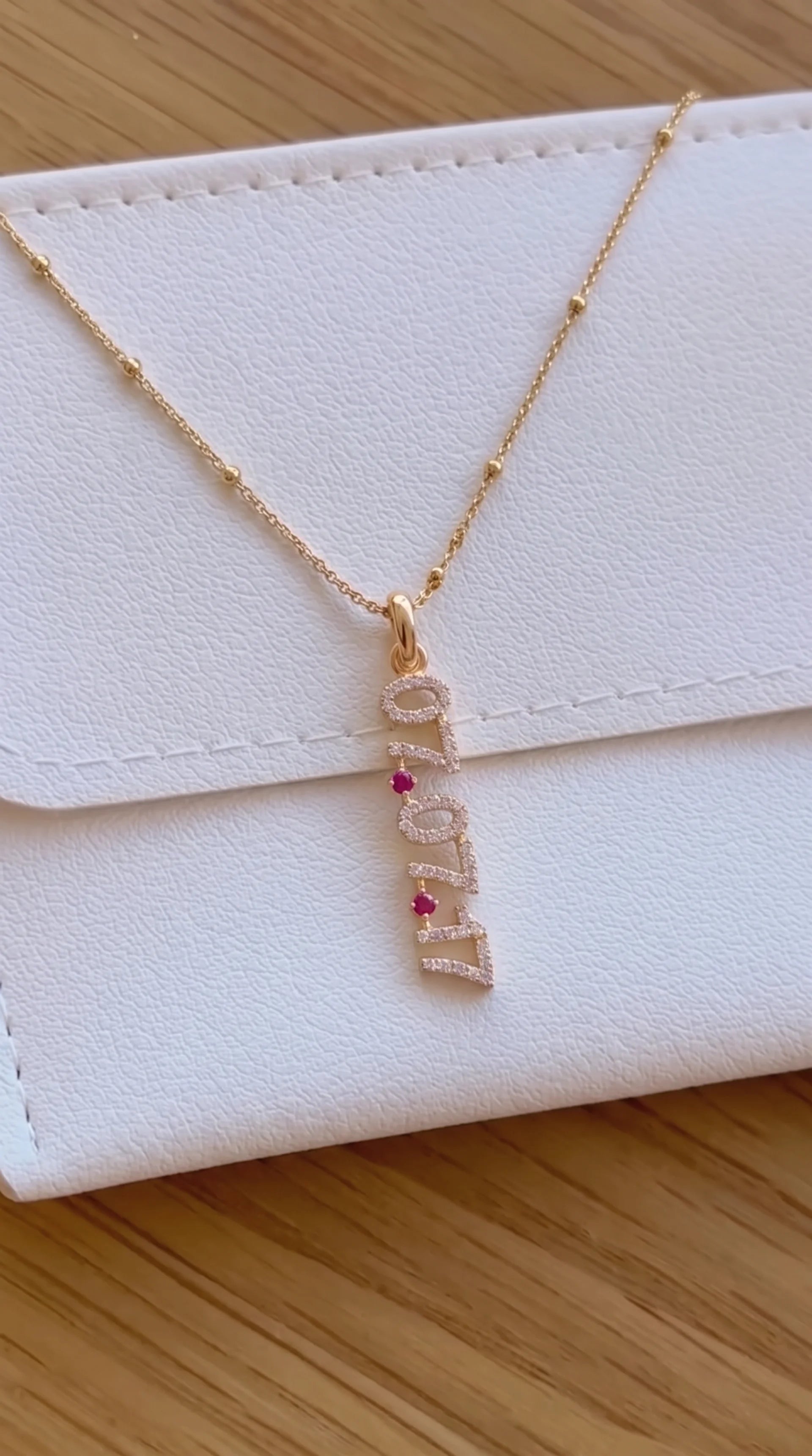 Mini Pave Date Necklace (Vertical)
