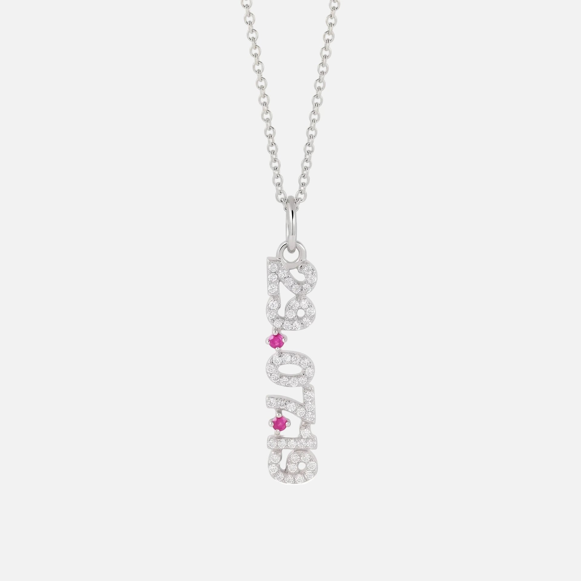 Mini Pave Date Necklace (Vertical)