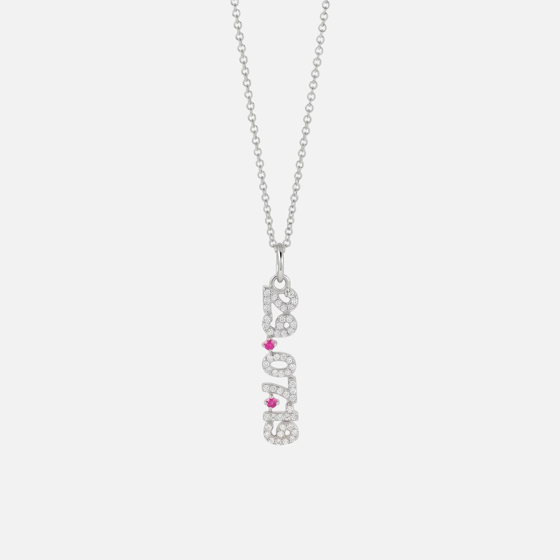 Mini Pave Date Necklace (Vertical)