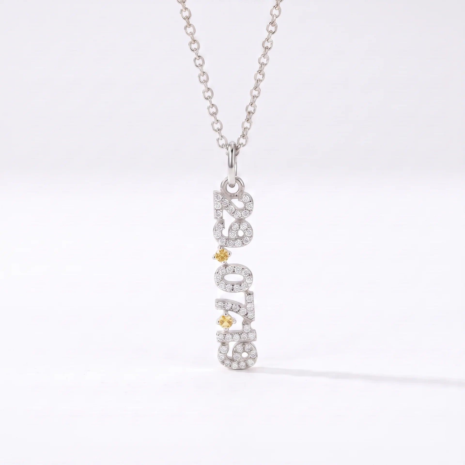 Mini Pave Date Necklace (Vertical)