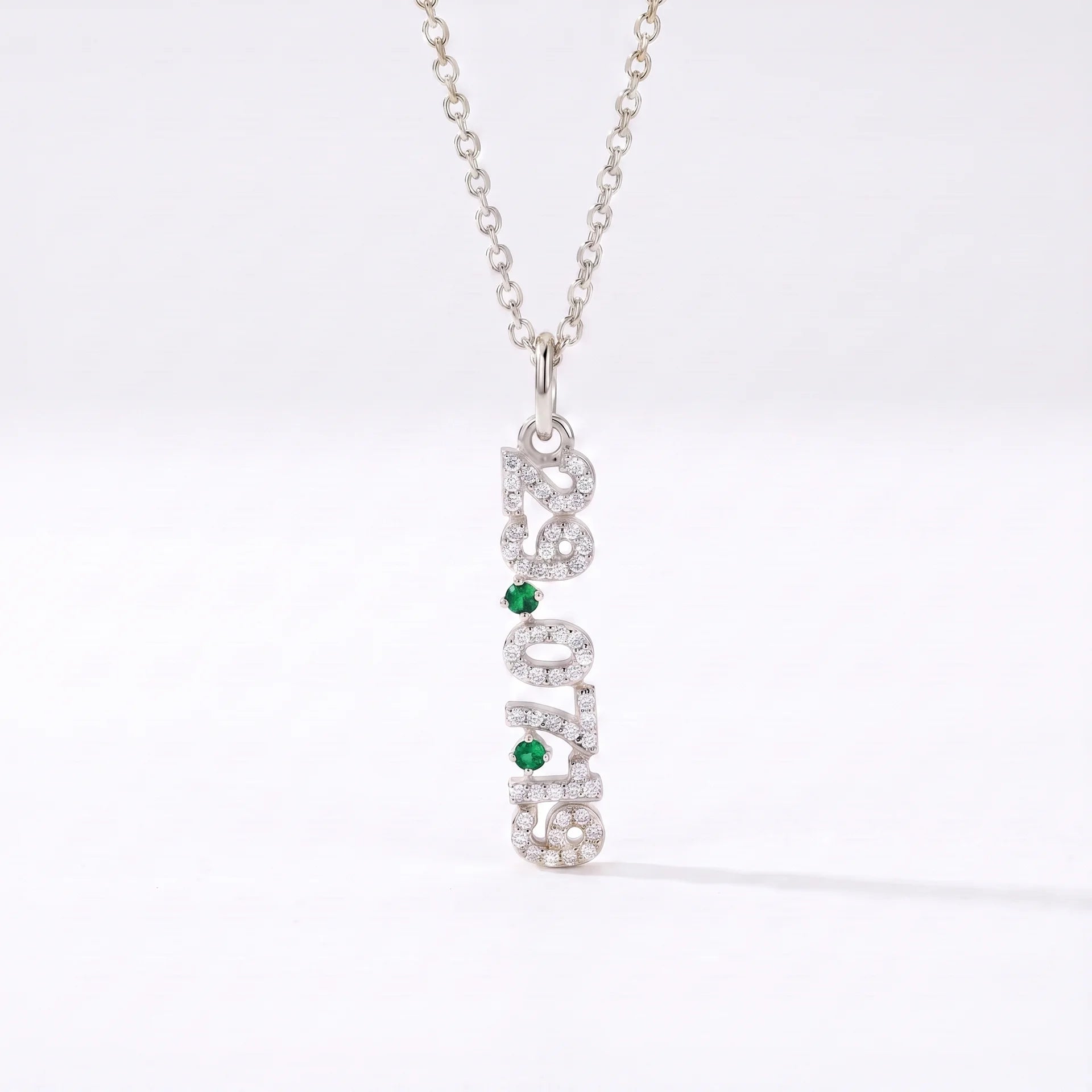 Mini Pave Date Necklace (Vertical)