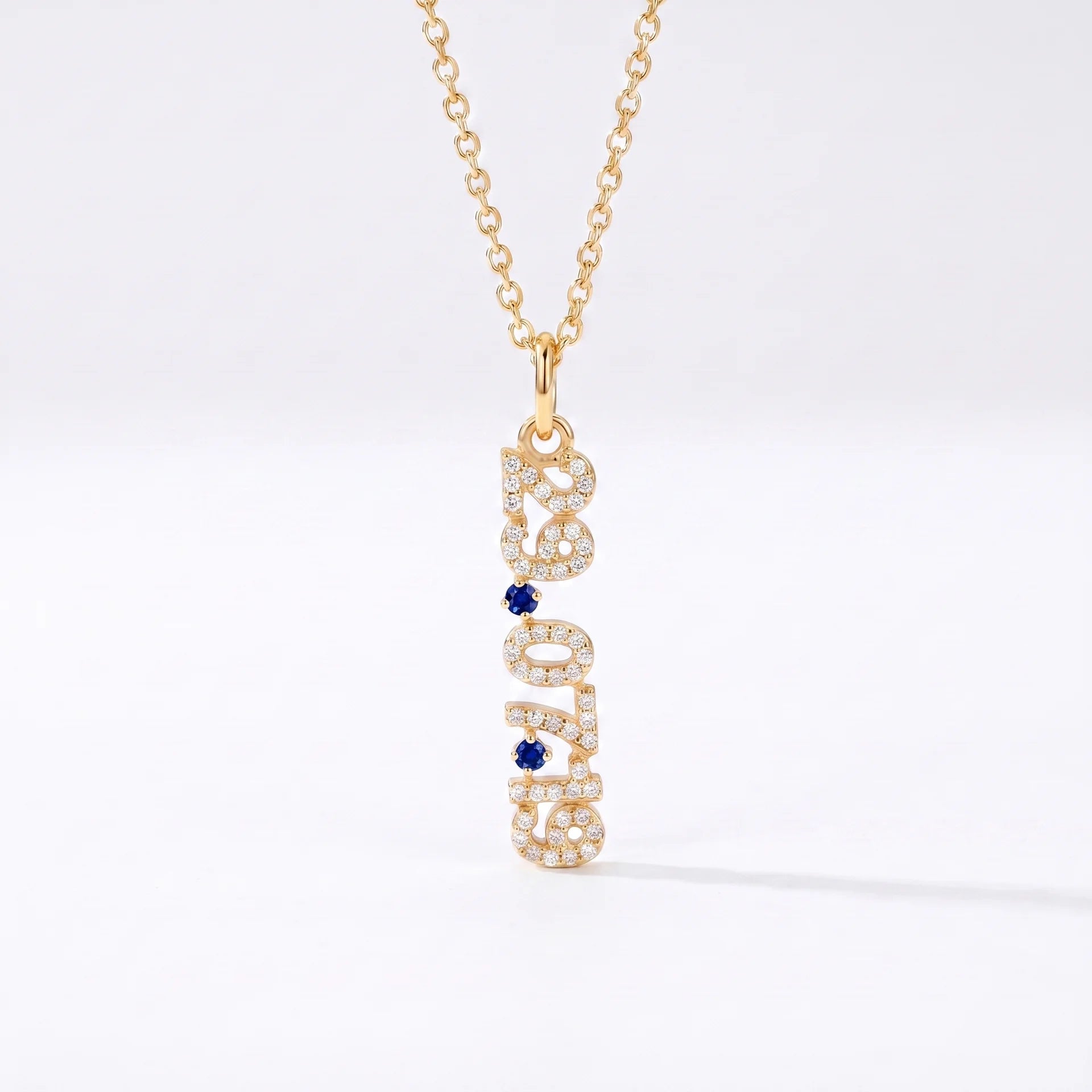 Mini Pave Date Necklace (Vertical)