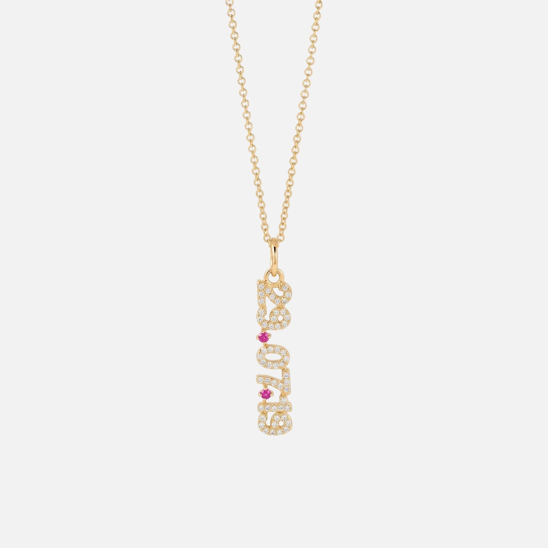Mini Pave Date Necklace (Vertical)