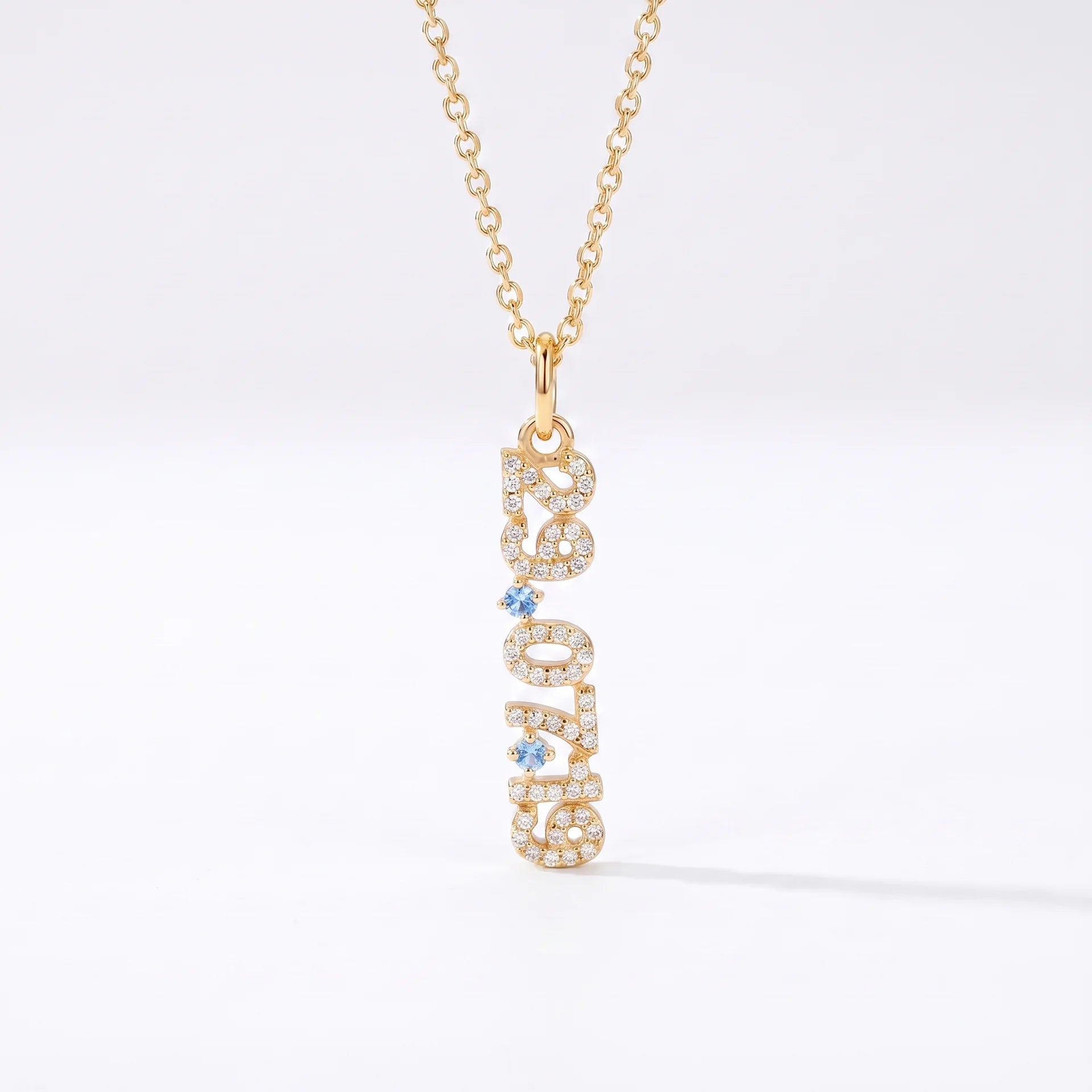 Mini Pave Date Necklace (Vertical)
