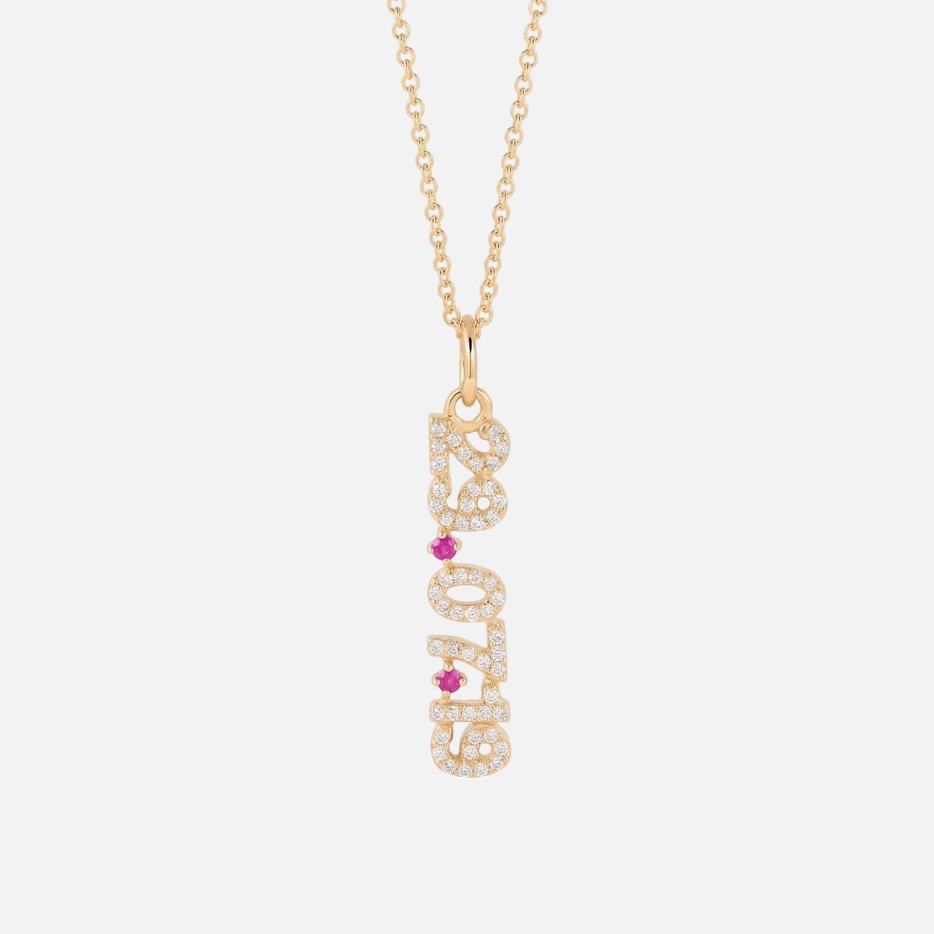 Mini Pave Date Necklace (Vertical)