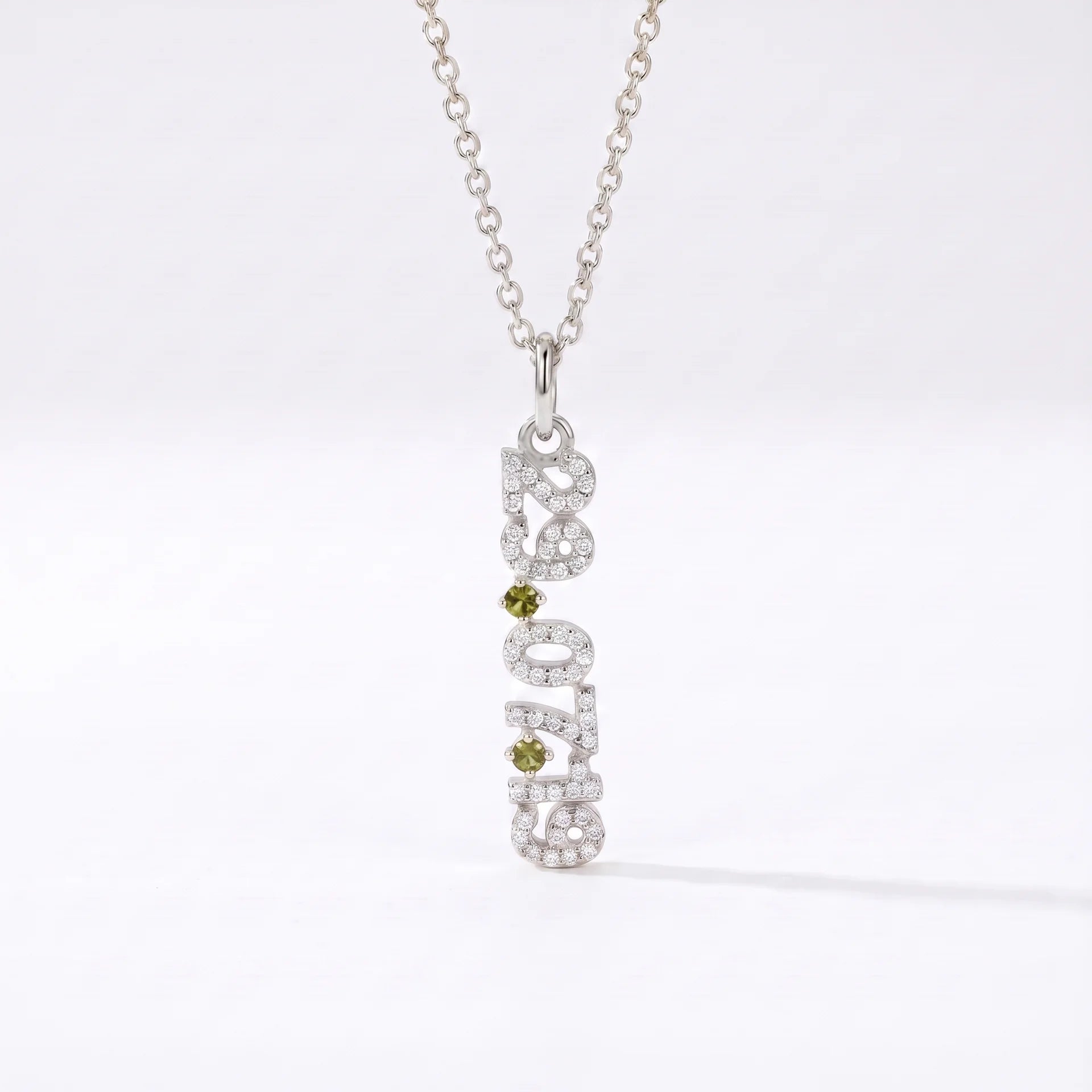 Mini Pave Date Necklace (Vertical)