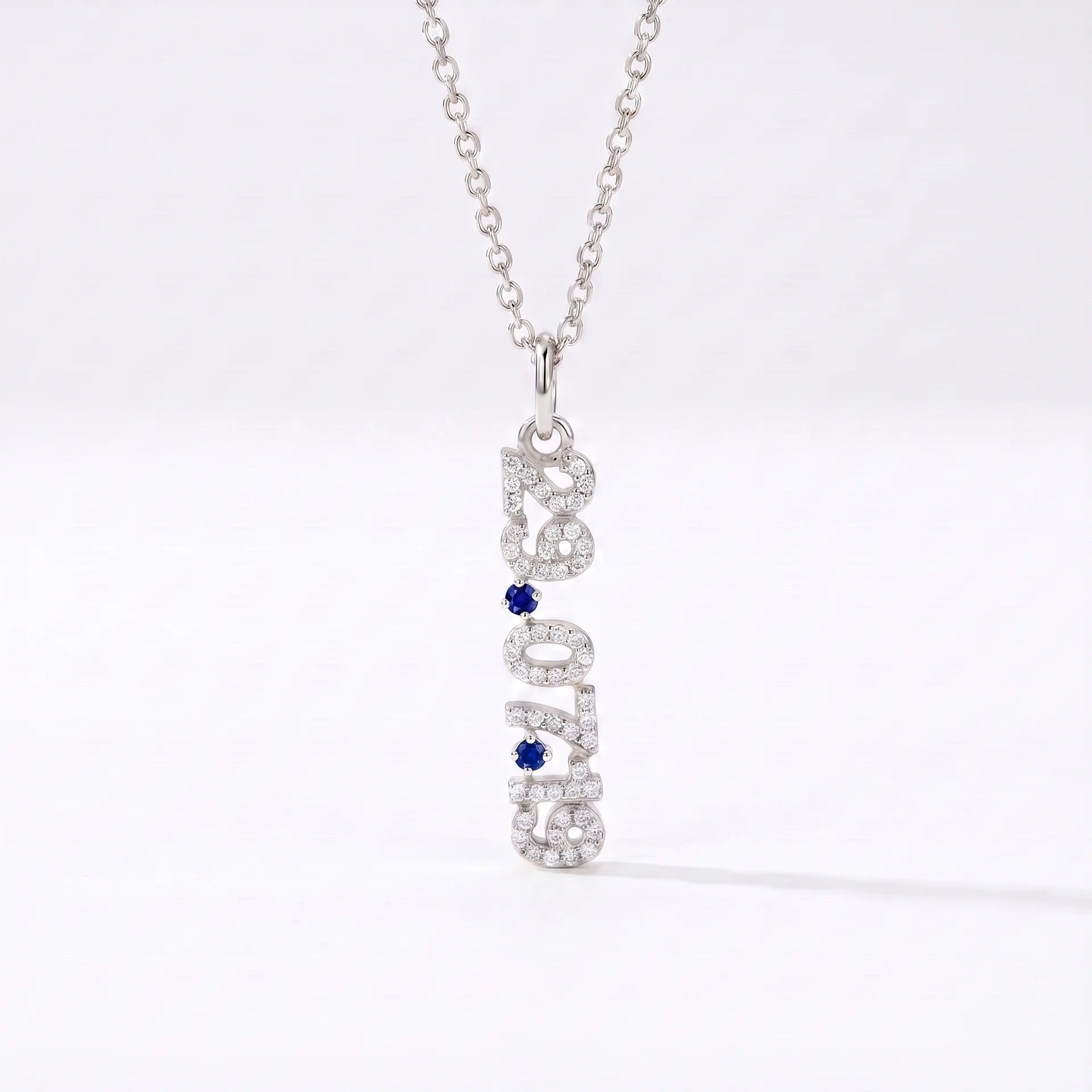 Mini Pave Date Necklace (Vertical)