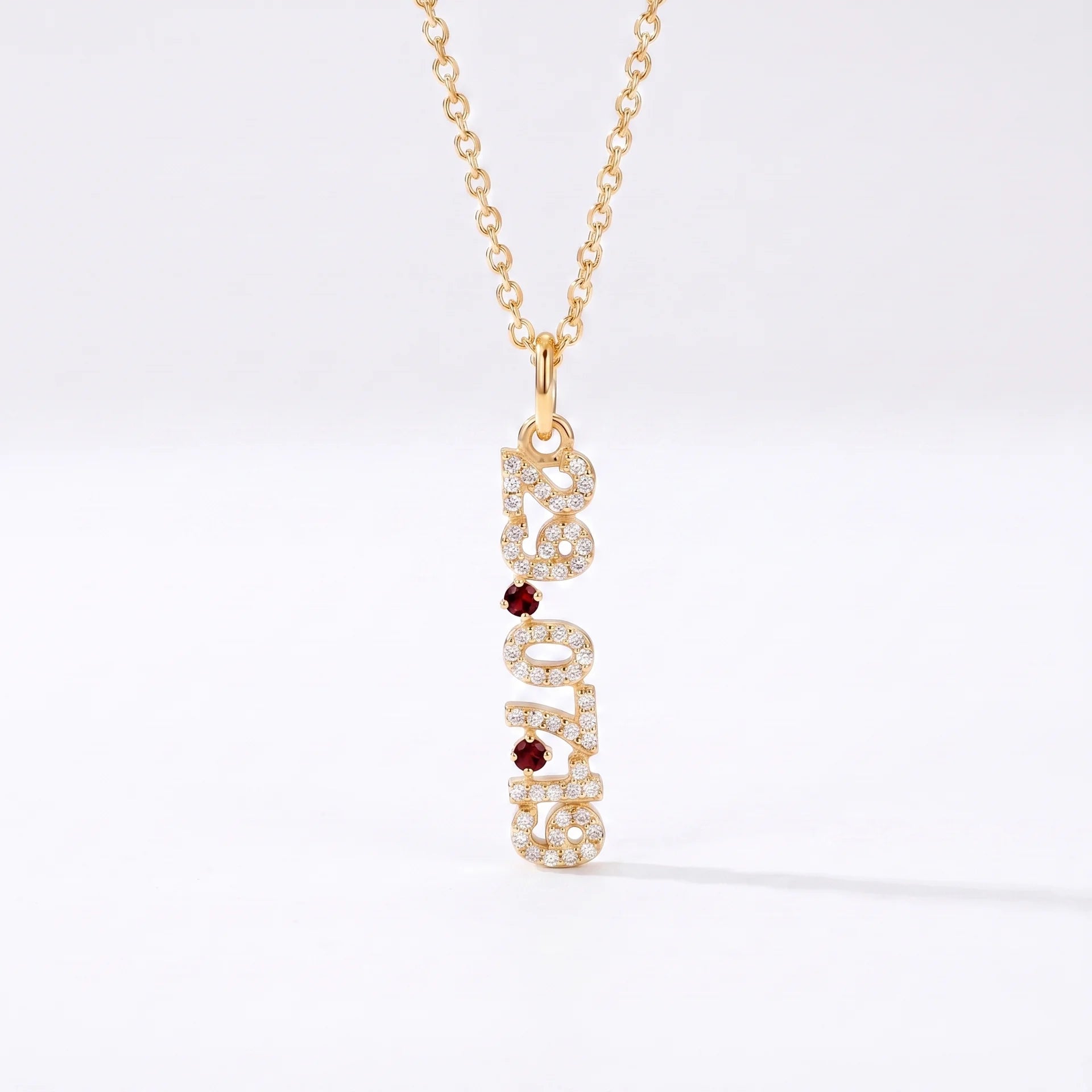 Mini Pave Date Necklace (Vertical)