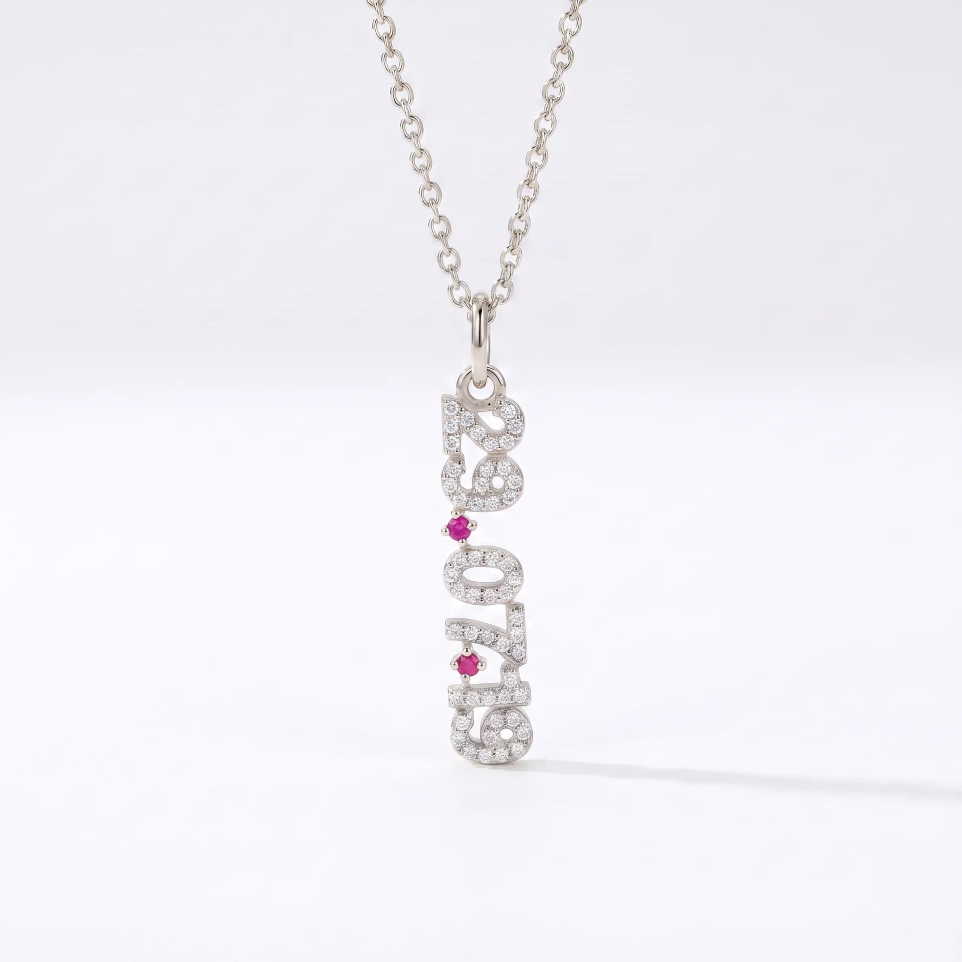 Mini Pave Date Necklace (Vertical)