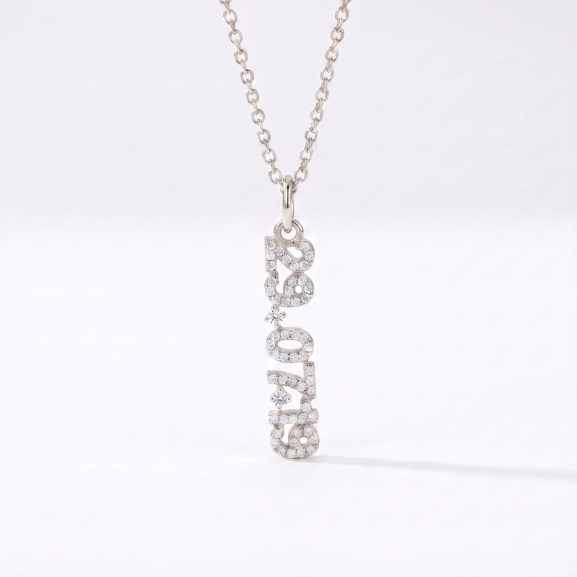 Mini Pave Date Necklace (Vertical)