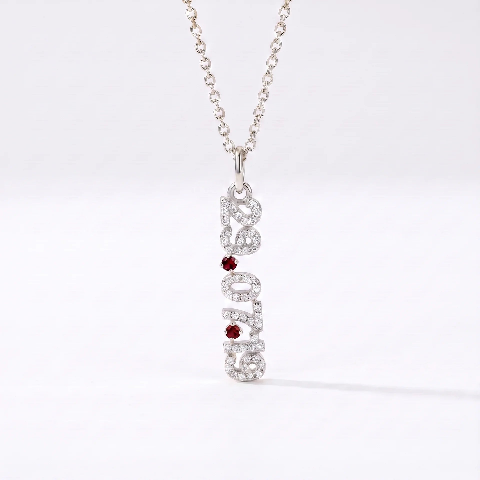 Mini Pave Date Necklace (Vertical)
