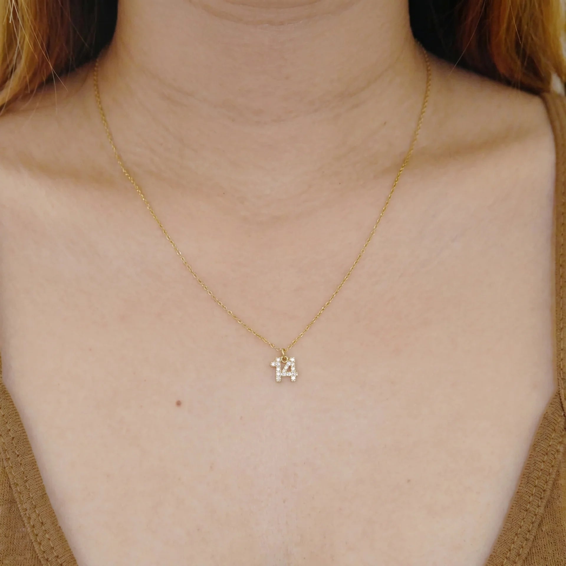 Mini Pave Custom Number Necklace - Jewelled Me