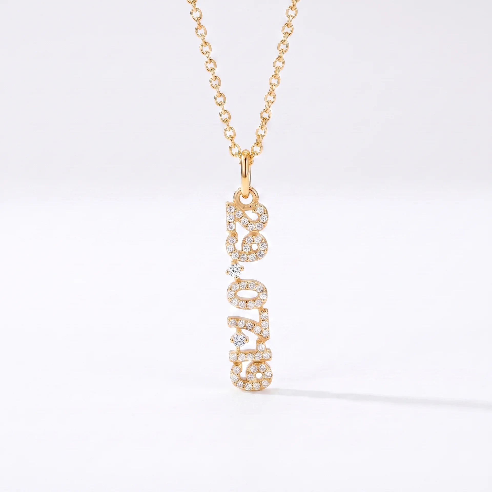 Mini Pave Date Necklace (Vertical)