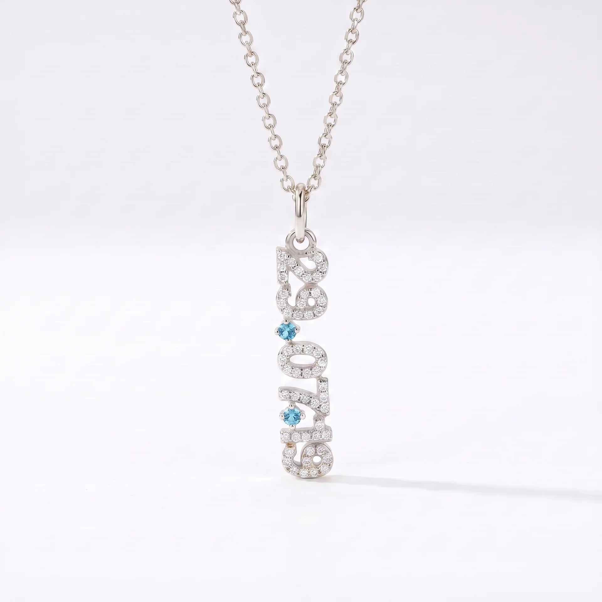 Mini Pave Date Necklace (Vertical)