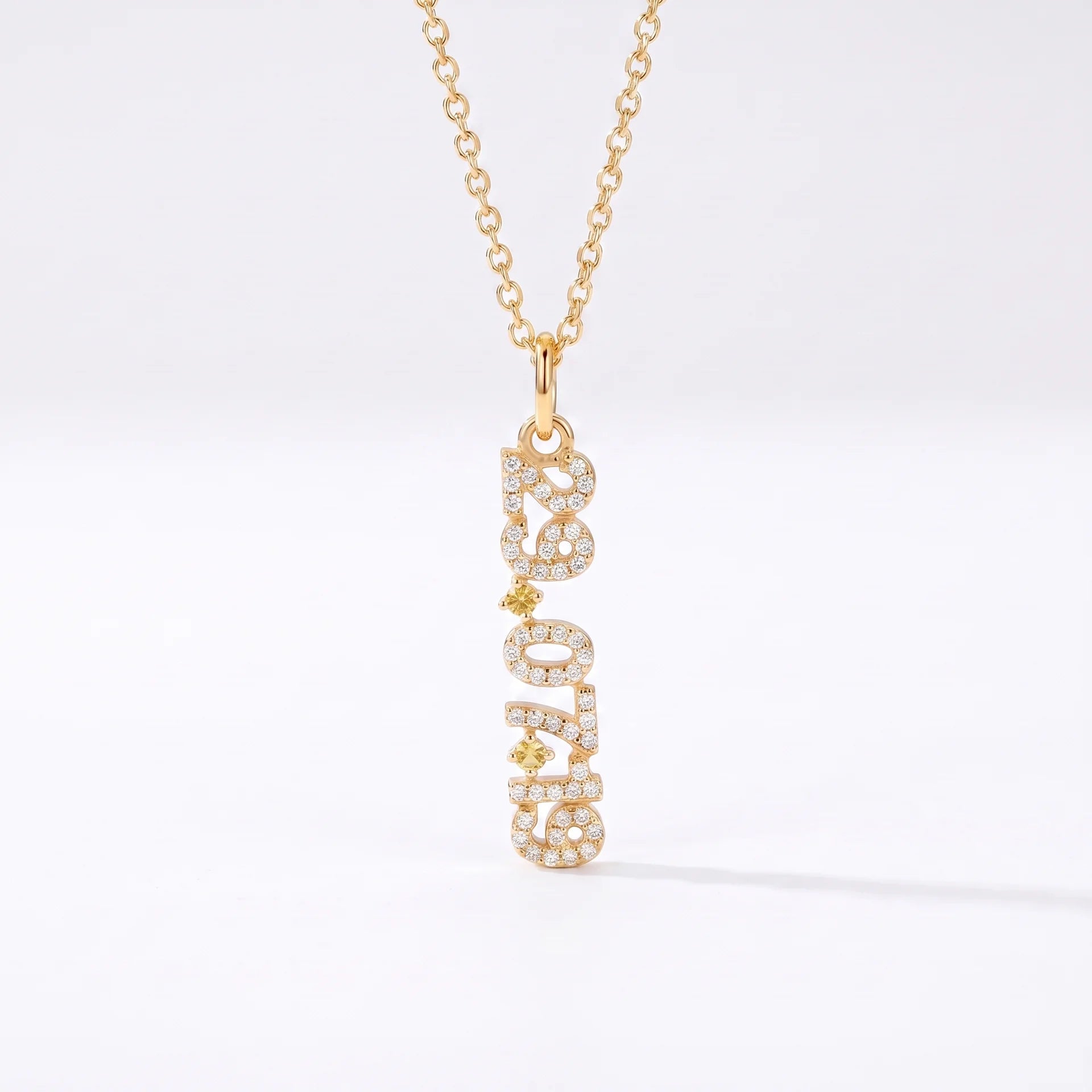 Mini Pave Date Necklace (Vertical)
