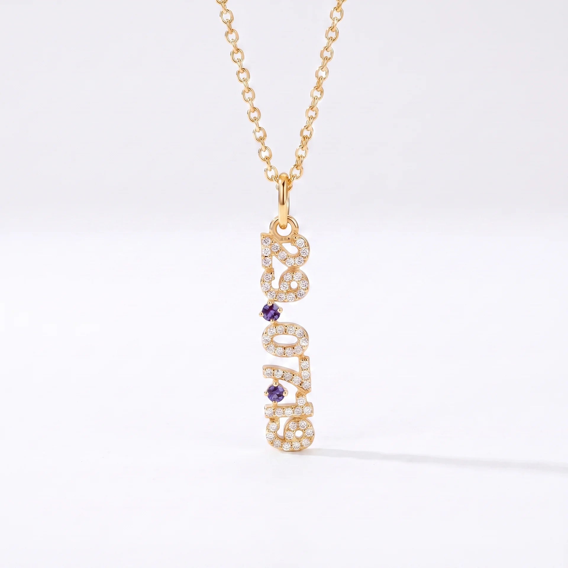 Mini Pave Date Necklace (Vertical)