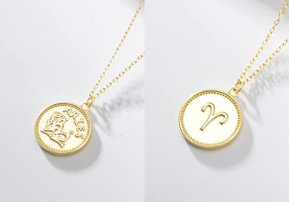 Zodiac Vermeil Coin Pendant - Jewelled Me