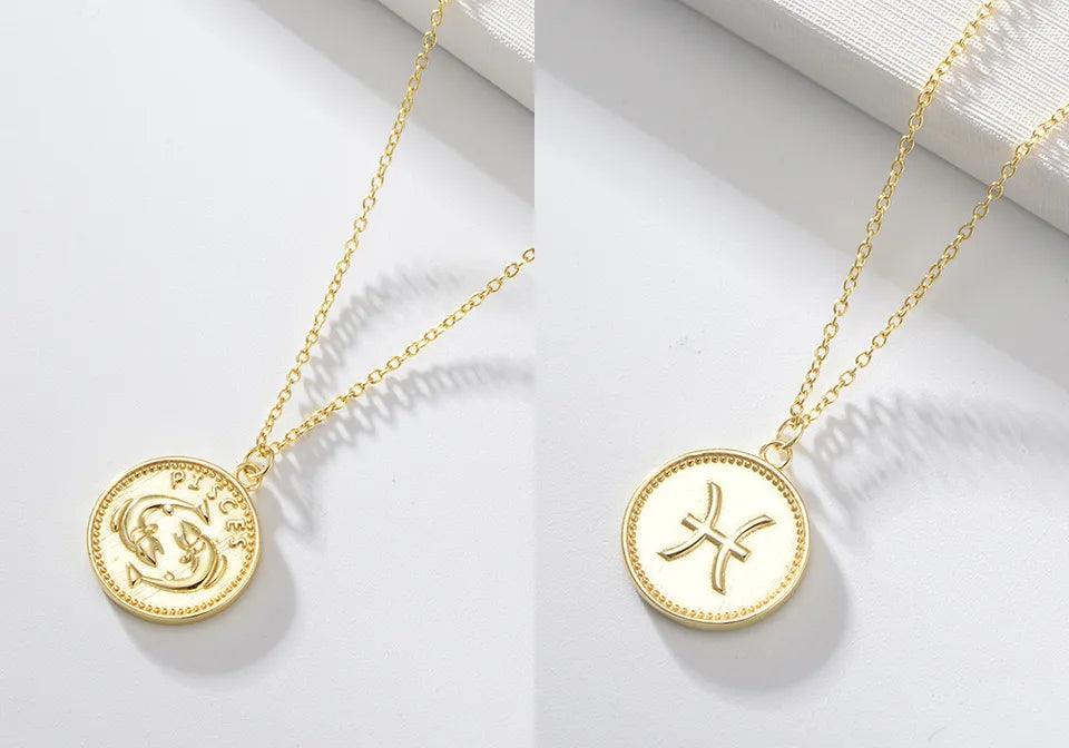 Zodiac Vermeil Coin Pendant - Jewelled Me