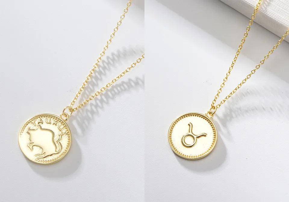 Zodiac Vermeil Coin Pendant - Jewelled Me